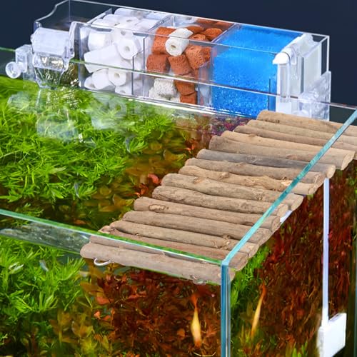 UPKOCH Wooden Turtle Hideout and Reptile Shelter with Stick Platform for Terrarium Decoration, DIY Turtle Habitat Ornament for Tortoise Resting and Reptile Basking