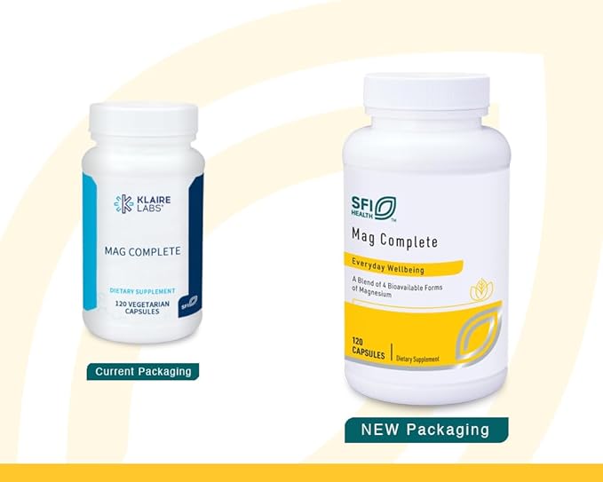 Klaire Labs SFI Health Mag Complete - Magnesium Complex Supplement - with Bioavailable Magnesium Succinate, Taurinate, Malate & Citrate - Support A Healthy Heart, Energy & Nerves (120 Capsules)