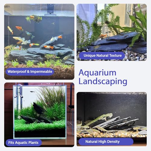 Natural Slate Rocks 2-4 Inches Aquarium Rocks 5lb Aquascaping Stones for Aquarium Terrarium Reptile Habitat Decoration Vivariums Paludariums Bonsai Miniature Fairy Gardens - size: 5lb(2-4in)