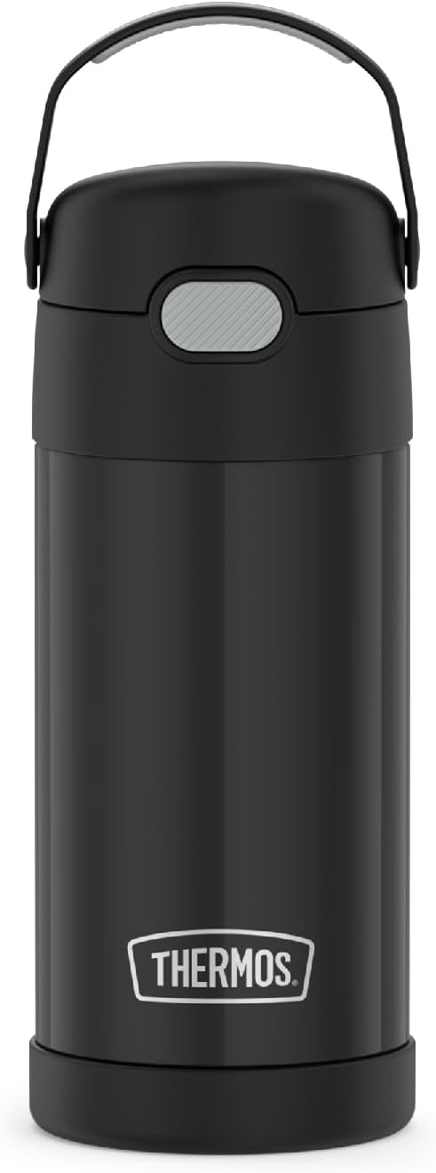 THERMOS FUNTAINER Water Bottle with Straw, 12oz, Construction | Kids Stainless Steel Insulated Water Bottle, Keeps Drinks Cold Longer for School & Play, BPA-Free