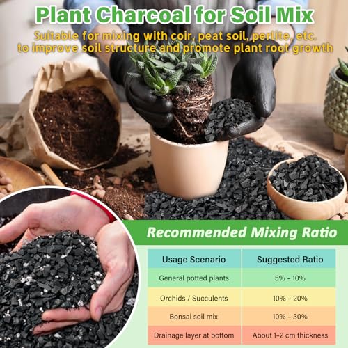 Legigo 12QT All Natural Horticultural Charcoal- Activated Hardwood Plant Charcoal for Soil Amendment, Conditioning Bonsai Soil, Succulent, Terrarium Supplies, Indoor Plant Potting Soil - color: 12 QT