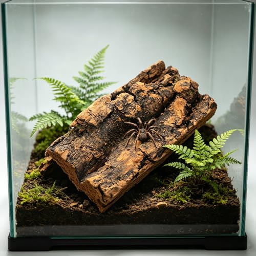 Ciieeo 10pcs Natural Cork Bark Sheets for Terrarium Background and Climbing Wall, 4x2 Inch Flats Support Shedding Needs, Safe for Sensitive Amphibians and Spiders