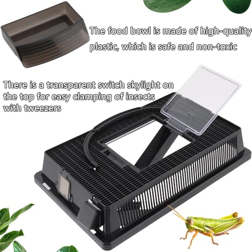 1 Pack Cricket Keeper Insect Keeper with 2 Pcs Dispenser Tubes and 2 Pcs Insect Stainless Steel Tweezers for Reptile Bearded Dragon Leopard Gecko Lizard Frog (Large)