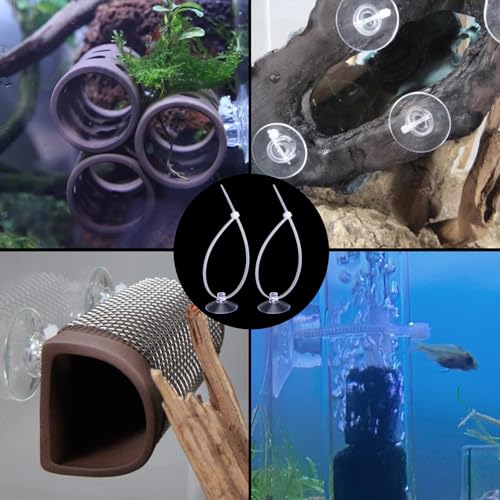 ANCIRS 30pcs 25mm Suction Cups with 50pcs Transparent Zip Ties, Aquarium Suction Cups for Fish Tank Plant Holder Decoration, Rubber Sucker Pad Without Hooks for Home & Kitchen Hanging Organization - size: 25 mm
