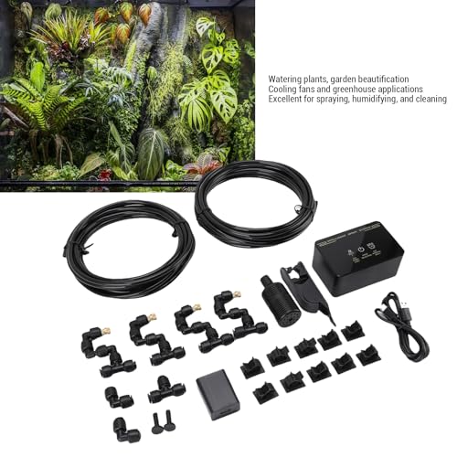 Reptile Humidifiers Smart Misting System, Reptile Mister Automatic with Timer and Misting Nozzles, Automatic Mister for Terrariums, Reptile Misting System, Terrariums Humidifier (US Plug 110-240V)