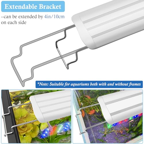 HITOP 32-36in Full Spectrum LED Aquarium Light with Timer, Auto 24/7 Lighting Cycle& 10-Level Brightness Adjustment, Fish Tank Light for Plant Growth, with Extendable Brackets - style: 32-36in