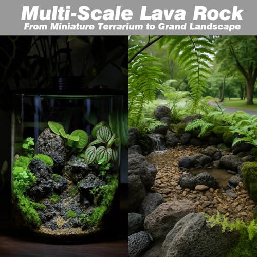 Black Lava Rocks 20lb Natural Volcanic Stones for Aquarium Fire Pit Bonsai Succulent Planters Terrarium Paludarium Garden Landscaping Decor,7-8 Pcs 4-9 inches - size: 20LB(7-8pcs)4-9in.