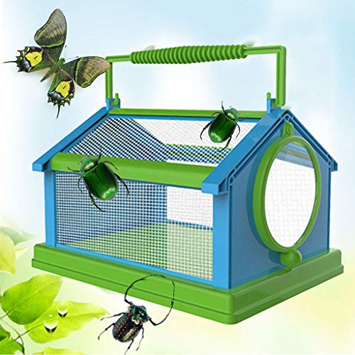 Insect Critter Keeper with Handle Easy to Observe Portable Plastic Reptile Terrarium for Bugs Lizards Frogs Insect Cage
