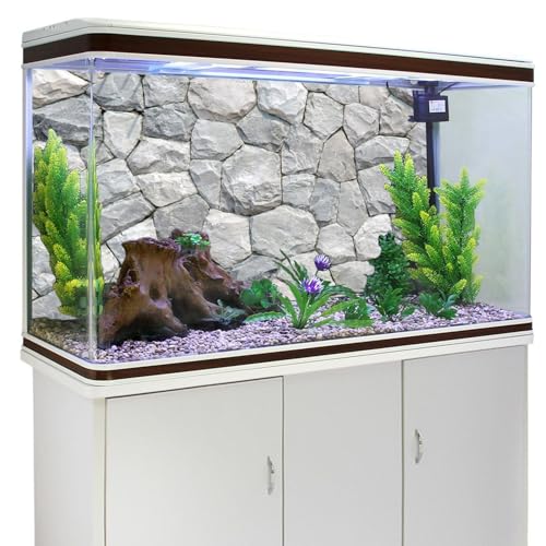 AWERT 30x12 inches White Stone Aquarium Background Rocky Fish Tank Background Rock Terrarium Background Vinyl - size: 30x12in/75x30cm