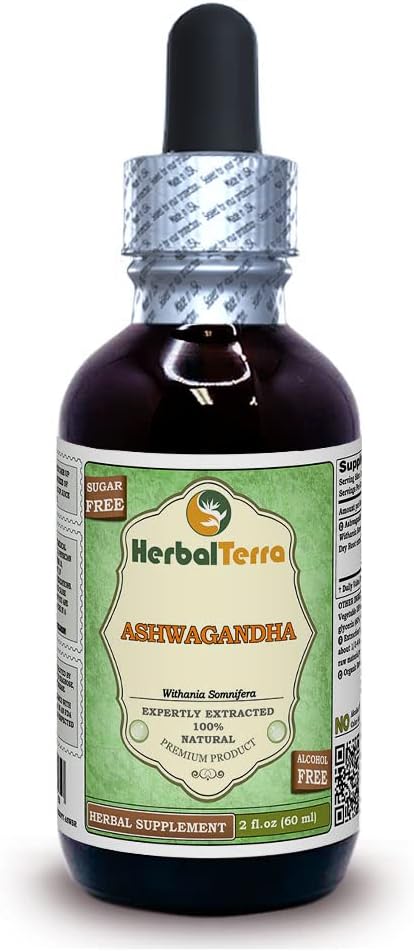 Ashwagandha (Withania Somnifera) Glycerite, Organic Dried Root Alcohol-Free Liquid Extract 2 oz