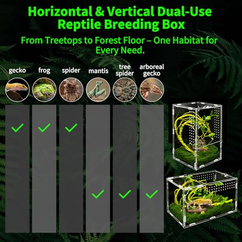 Jumping Spiders Enclosure Kit Acrylic Reptile Tarantula Enclosure Praying Mantis Habitat, Arboreal Tarantula Cribs Spider House,Critter Keeper,Snail Cage,Butterfly Cage,Frog Terrarium(7"x7"x11.8") - size: L(7"x7"x11.8")