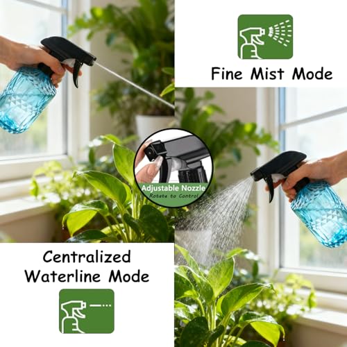 YYTSGG Glass Plant Mister Bottle, 15oz Refillable Water Spray Bottle with Adjustable Mist Nozzle for Indoor Flowers, Outdoor Gardening, Cleaning, Hair and Pets Care (Blue) - color: Blue