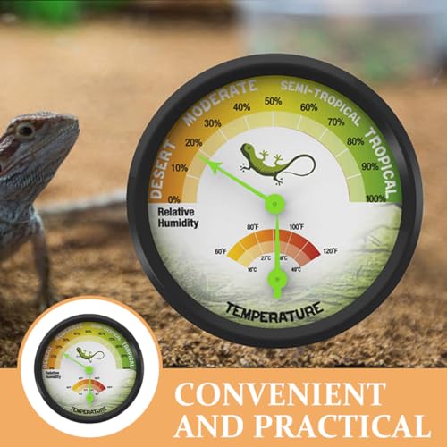 Abaodam Reptile Thermometer and Hygrometer Analog Gauge High-Precision Mini Mechanical Temperature and Humidity Meter for Pet Terrarium and Reptile Tank Use
