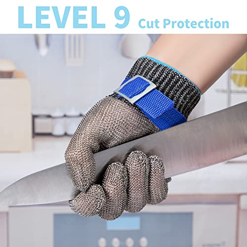 ARCLIBER Level 9 Cut Resistant Glove Stainless Steel Wire Metal Mesh Butcher Glove for Meat Cutting Oyster Shucking Chopping and Peeling - size: Medium (Pack of 1)