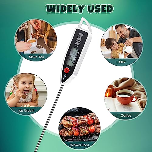 Copkim 6 Set Waterproof Food Thermometer for Water, Liquid, Candle and Cooking Digital Meat Thermometer with Long Probe Instant Read for Kitchen BBQ Grill Candy (Black,White,Red) - color: Black,White,Red