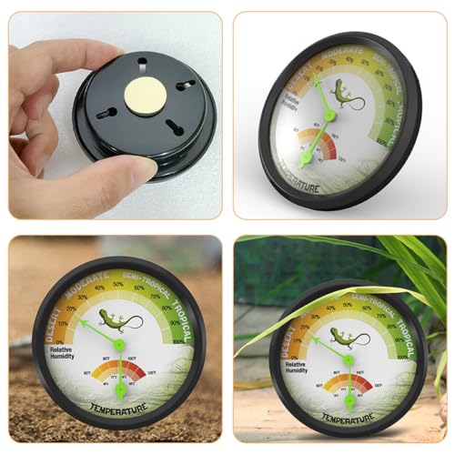 Abaodam Reptile Thermometer and Hygrometer Analog Gauge High-Precision Mini Mechanical Temperature and Humidity Meter for Pet Terrarium and Reptile Tank Use