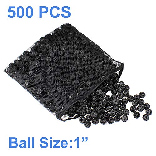 AQUANEAT Aquarium 1" Bio Balls 500pcs Fish Tank Sump Filter Koi Pond Canister Filter Media with Free Media Bag