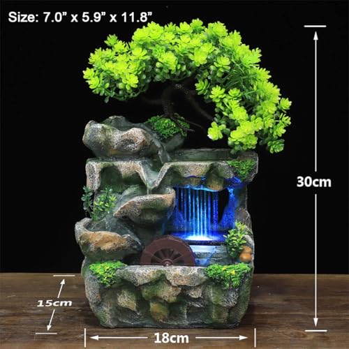 Rockery Stream Tabletop Fountain, Zen Meditation Indoor Waterfall Feature with Automatic Pump and Switch, Desktop Fountain for Home Office Bedroom Decoration (D) - size: D