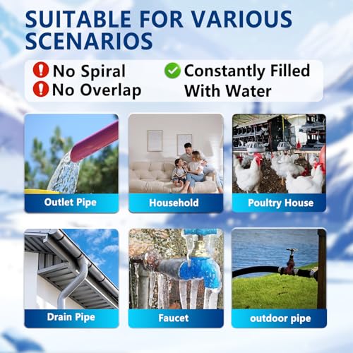 6ft Pipe Freeze Protection Heat Tape Constant Wattage 7w/ft, Energy-Efficient with Thermostat, Safe for Metal & Plastic Pipes, -40°F Performance - style: 6 Feet