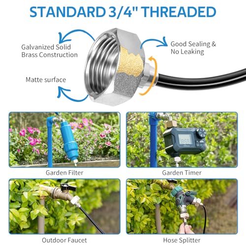 HOMENOTE Misting Cooling System, 98FT(30M) Pre-Assembled Kit with 27 Brass Nozzles & 3/4" Brass Adapter, Cooling Mister for Patio, Backyard, Pets, Garden & Greenhouse - size: 98FT / 30M