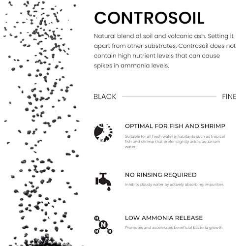 Ultum Nature Systems Controsoil - Freshwater Aqua Soil Substrate for Fish, Shrimp, Live Plant Propagation and Aquascaping - 6.8pH Low Ammonia, Volcanic Ash - Black, Fine (10 Liter) - color: Black - Fine, size: 10 Liters (9.1 kg)