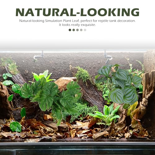 PRETYZOOM 2pcs Artificial Plant Ornaments with Suction Cups, Lifelike Terrarium Fake Leaves for Reptile Habitat Decor, 46pcs Simulation Leaves Including Watermelon and Monstera, Suitable