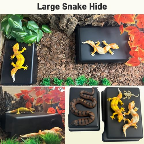 11.5in Reptile Humid Large Hide Cave, Moist Hideout for Gecko, Lizard, Snake - Natural-Looking Shelter for Humidity Retention & Shedding Support, with Easy-Clean Design (11.5"x7.8"x2.7") - size: X-Large (1 Count)
