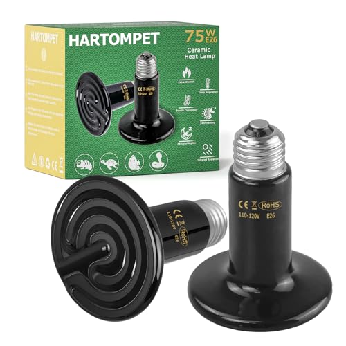 75W Ceramic Heat Emitter - No Light Reptile Heat Lamp for Lizards, Amphibians, Chickens, Dogs, Cats - Ideal for Aquariums and Pet Brooder Coop Heating - Black - size: 75 Watts