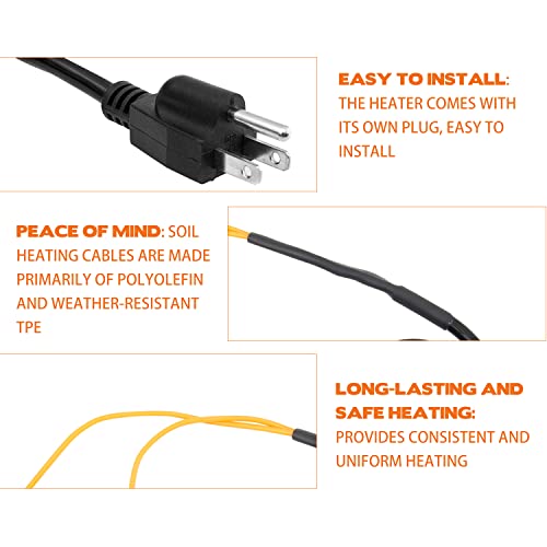 Soil Heating Cable 25 Ft Electric Soil Warming Cable Greenhouse Plant Soil Heater Cable Keep Soil Warm for Soil, Garden, Cold Frame - size: 25ft