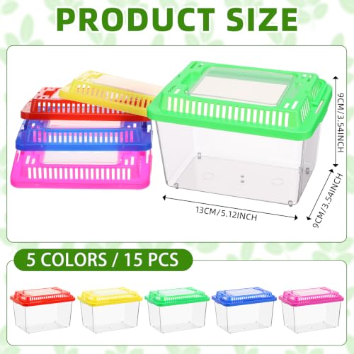 LemonRoad 25 Pcs Plastic Reptile Terrariums Carrier Cage Enclosure Snake Breeding Box Hatching Container Fish Tank with Ventilated Lid for Tarantula Spider Turtle Lizard (Classic,5.1x3.5x3.5 Inch) - color: Classic, size: 5.1x3.5x3.5 Inch