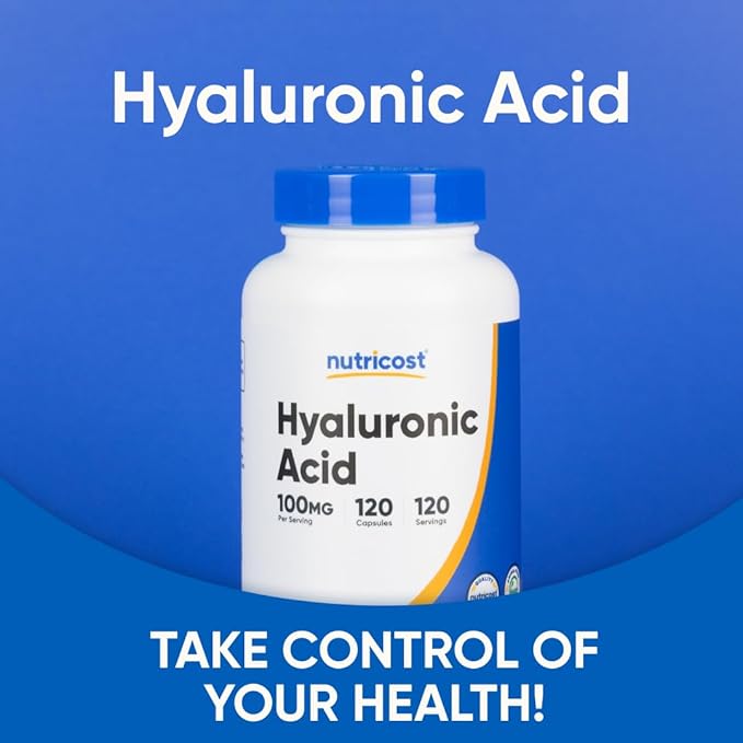 Nutricost Hyaluronic Acid Capsules 100mg,120 Vegetarian Capsules - Gluten Free, Non-GMO