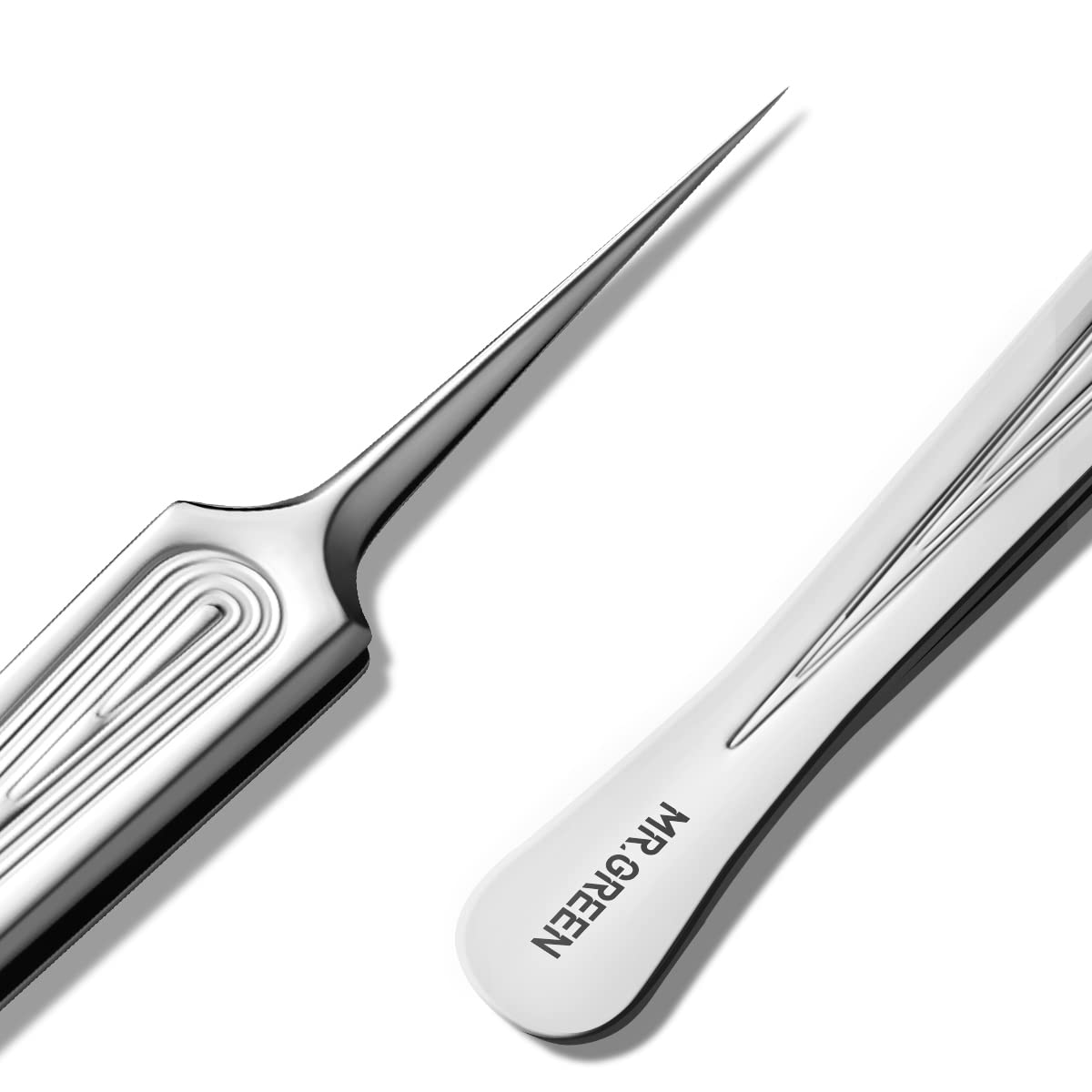 Mr.Green Ingrown Hair Tweezers Needle Nose Pointed Tips Tweezers For Eyebrows Splinters Blackhead Removal Acne Clip Extractor (L