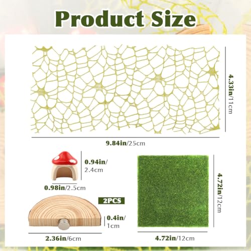 Jumping Spider Accessories Kit – 5 Pcs Set with Mushroom Platforms, and 1 Spider Webs for Climbing, Feeding, and Decorating