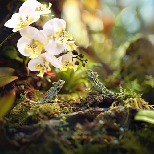 Fockety Reptile Corner Branch, 2Pcs Plant Flower Plant Reptile Climbing Branch Reptile Climbing Vine with Suction Cup, Aquarium Decoration for Aquarium Lizards Spiders Snakes
