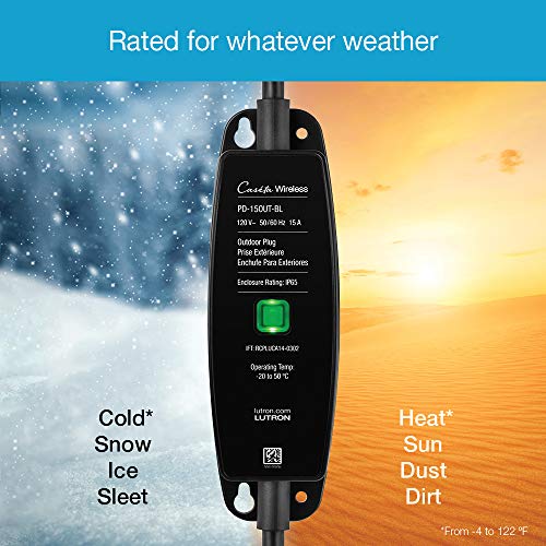 Lutron Caseta Outdoor Smart Plug Weatherproof+ and Pico Smart Remote, for Landscape and String Lighting, P-PKG1OUT-BL, Black - style: Outdoor Smart Plug and Pico Smart Remote