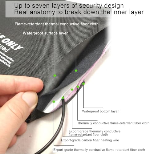 Medium Reptile Heating Pad USB Powered 45℃ Constant Temperature Mat Water Safe Flame Retardant 7 Layer Safety Design for Reptile Snake Leopard Gecko Turtle (L) - size: L
