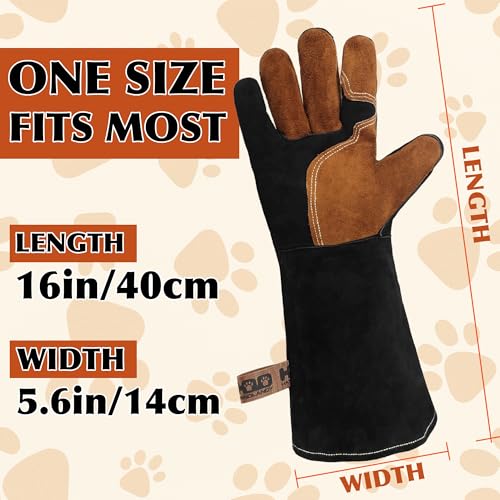 Animal Handing Gloves- Bite Proof, Puncture & Scratch Resistant for Safe Handling, Garden Gloves - color: Black, size: 16-inches