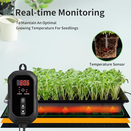 20"x 20" Seedling Heat Mat with Digital Thermostat Combo Set,ETL Certified and Durable Waterproof Warm Hydroponic Heat Mat for Germination,Indoor Gardening,Brewing and Greenhouses - style: 20"x20" Heat Mat with Digital Thermostat