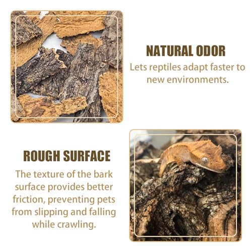 VCEPJH Reptile Bark Bedding,1 LB Natural Cork Bark for Geckos and Loose Coconut Fiber Substrate 3 Pack Natural Coco Coir Reptile Bedding for Tarantula Snake Bearded Dragon Spiders Hermit Crabs