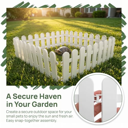 Kisangel 4pcs Tortoise Enclosure Fence Panel, Plastic Pet Fence Barrier for Small Animals Guinea Pigs Reptiles Outdoor Garden Backyard Set