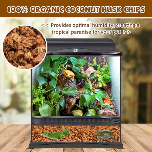 Legigo 2 Pack Coconut Chip Substrate for Reptiles, Natural Coco Husk Chip Reptiles Bedding, Compressed Coconut Chip Substrate for Snake, Tortoise, Ball Python, Gecko, Lizard Terrarium Tanks - color: 2 Pack