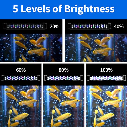 AQUANEAT LED Aquarium Light for 36 to 44 Inch Fish Tank, Auto On Off with Timer, Full Spectrum,Adjustable Brightness, Daylight Moonlight Mode, for Fresh Water Low-to-Mid Light Plants - size: 36"-44"