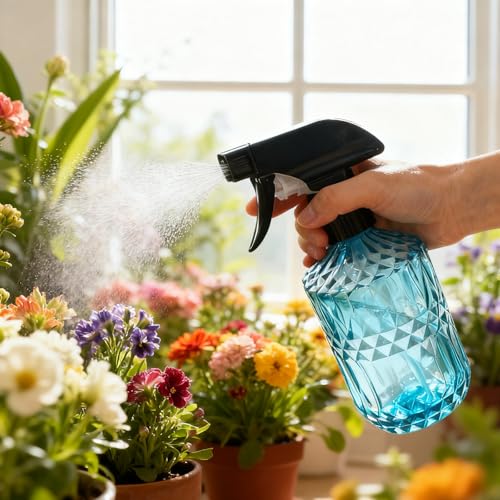YYTSGG Glass Plant Mister Bottle, 15oz Refillable Water Spray Bottle with Adjustable Mist Nozzle for Indoor Flowers, Outdoor Gardening, Cleaning, Hair and Pets Care (Blue) - color: Blue