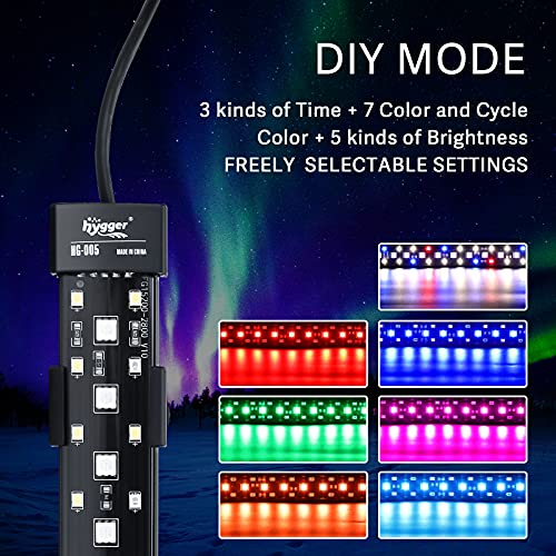 hygger 24/7 Mode Submersible Aquarium LED Light, Full Spectrum Hidden Fish Tank Light with 3 Rows Beads 7 Colors Auto On Off Sunrise-Daylight-Moonlight, Adjustable Timer Brightness - size: 19.9in 12W