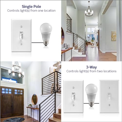 Leviton Toggle Slide Dimmer Switch for Dimmable LED, Halogen and Incandescent Bulbs, TSL06-1LW, White - color: White