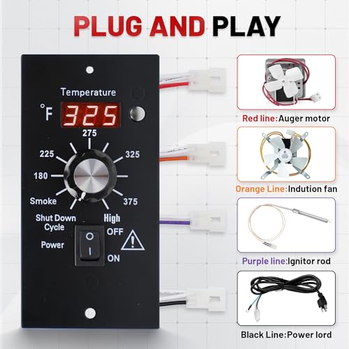 Thermostat Controller Replacement Compatible for Traeger Wood Pellet Grills, BBQ Grill Digital Controller Board, Control Panel Thermometer with RTD Temperature Sensor