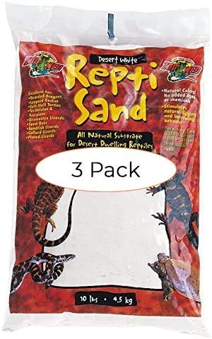 Zoo Med ReptiSand, 10 Pounds, Desert White (Three Pack)
