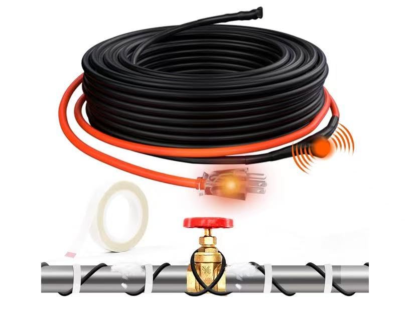 HEATIT 80ft Pipe Heat Tape Self-Regulating Heating Cable for Water Pipes | Built-in thermostat on at 3°C (37°F), off at 10°C (50°F), ETL certified heating cable for pipe freeze protection. - style: 80 ft