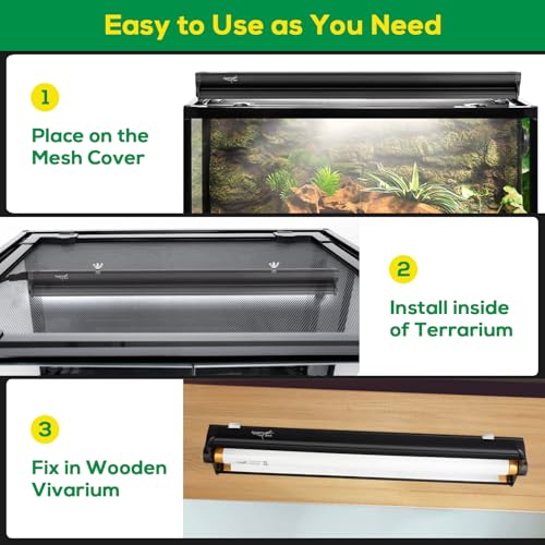 T8 10.0 UVB Reptile Light Fixture UVB Bulb Lighting Combo Kit, HO 17W UVB Light for Reptiles Terrarium Hood with Reptile UVB Light Bar UVB Tube Light Lamp Desert for Bearded Dragon Turtle Tank, 24Inch - size: T8-24Inch
