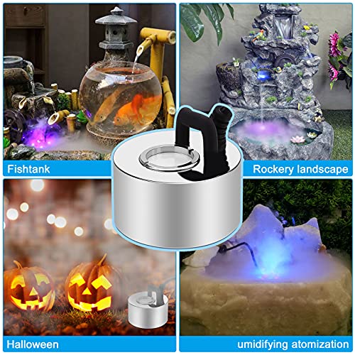 FITNATE 350ml/H Mist Maker, Stainless Steel Mist Maker Fogger for Water Fountain Pond Rockery, with Removable Splash Guard, Atomized Disc and Changing Tools
